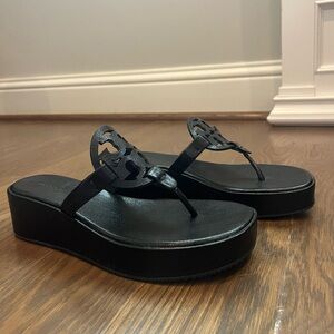 Tory Burch Miller Wedge Sandal Black Size 7.5